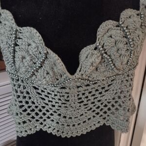 Crochet Top with Pearl Details/ XXL/ New